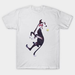 Greyhound – pink background T-Shirt